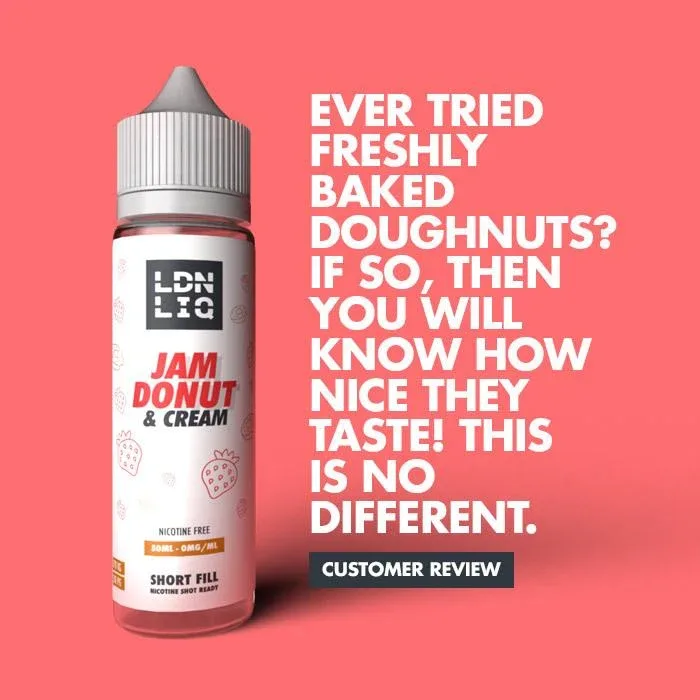 LDN LIQ Jam Donut & Cream 50ml Short Fill E-Liquid - Image 2