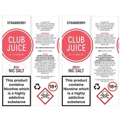Strawberry Nic Salt E-Liquid by Club Juice - Image 2