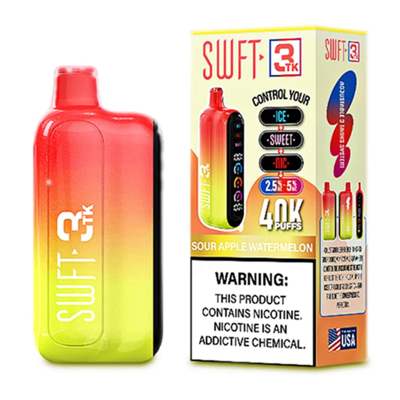 Swft 3TK 40000 Puffs Disposable Vape 40K Adjustable - Sour Apple Watermelon