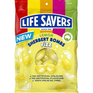Life Savers Lemon Sherbet Bombs Fizz 150 g