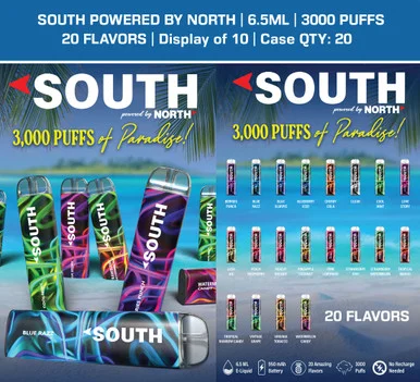 SOUTH PWD BY NORTH 6.5ML 3000 PUFFS 5% NICOTINE DISPOSABLE VAPE