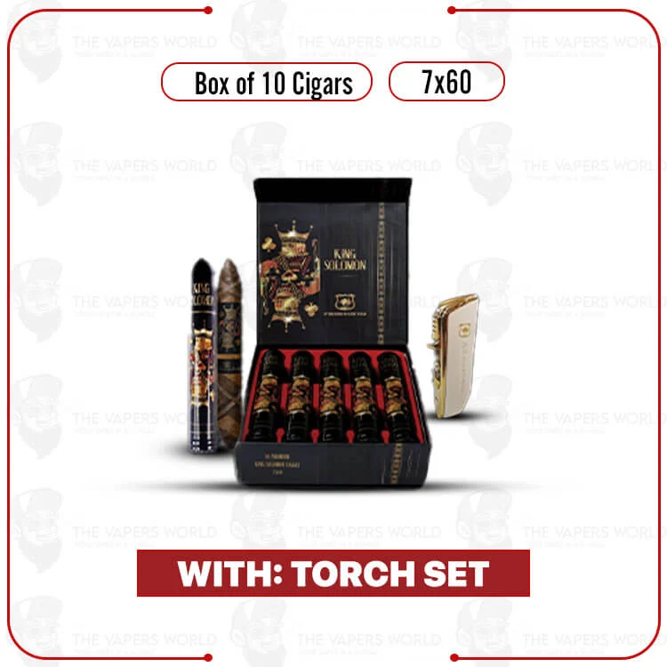 King Solomon 7×60 Box of 10 Cigars with Torch Set