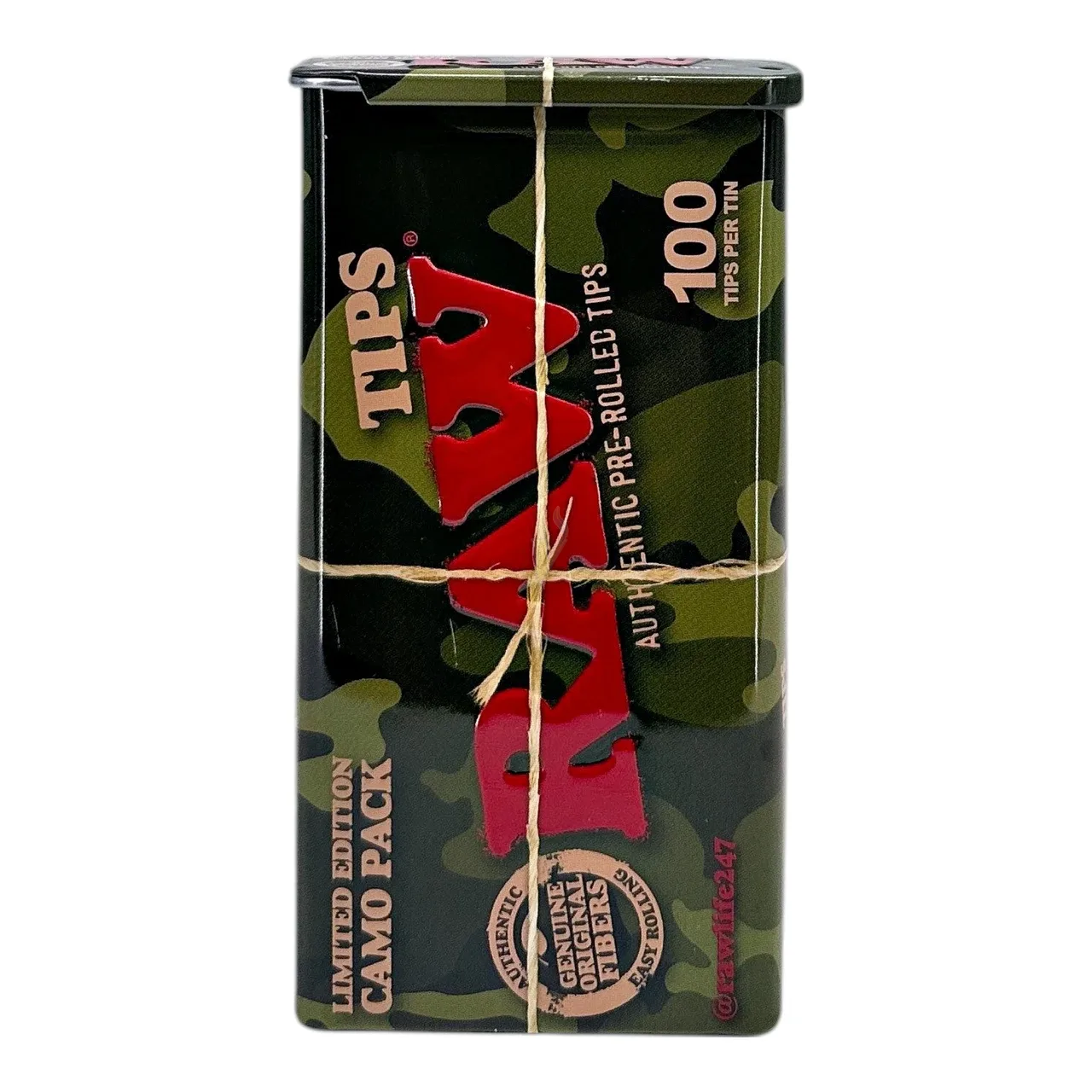 Raw Pre Rolled 100ct Tips Camo Pack Tin