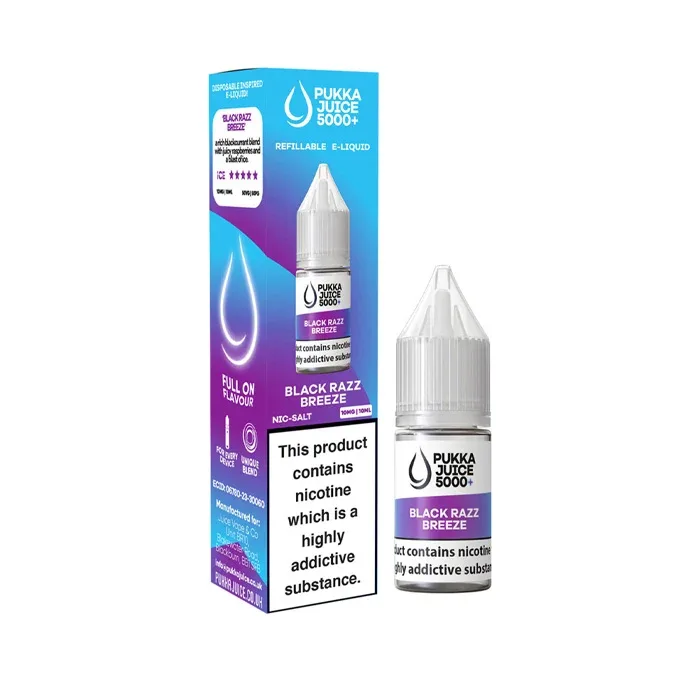 Black Razz Breeze 10ml Nic Salt E-Liquid by Pukka Juice 5000+
