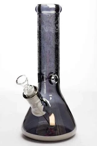 12" Sandblasted 7mm Metallic Glass Bong