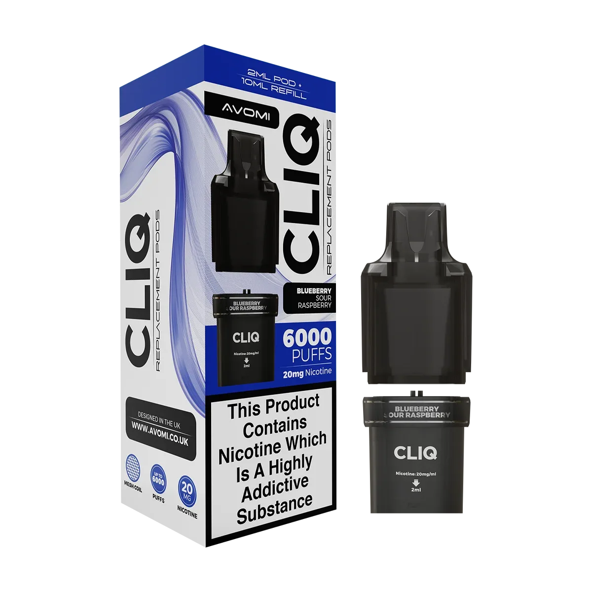 Blueberry Sour Raspberry Avomi Cliq 6000 Refill Pack
