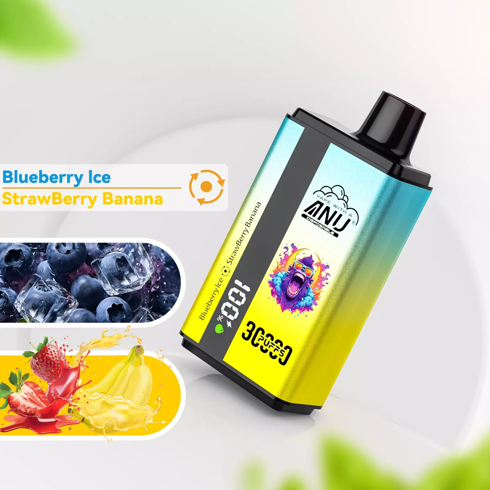 ANU Double Taste 30000 Puffs Digital Screen Bulk Buy Rechargeable Disposable Vapes Wholesale