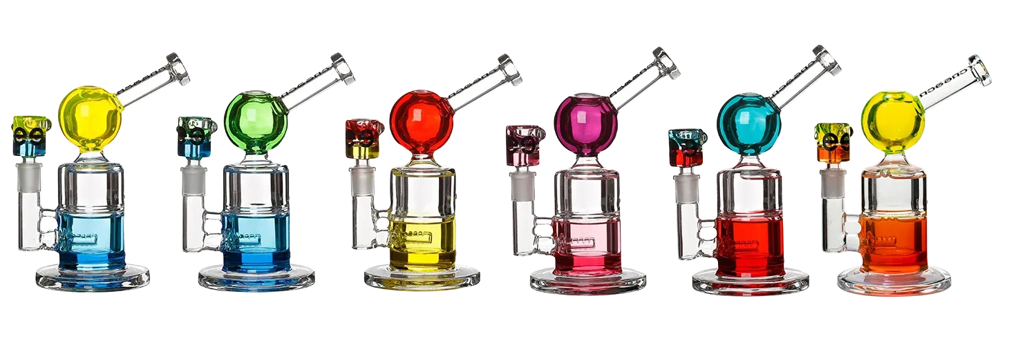 Cheech Glass 8" Triple Glycerin Bong W/ Double Coloured Bowl