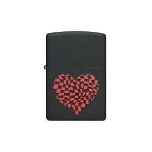 Zippo Lighter - Checkered Heart Design
