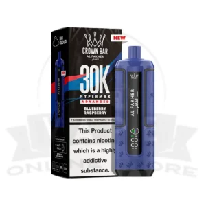 Blueberry Raspberry Al Fakher Crown Bar 30K Puff Hypermax Vape Kit