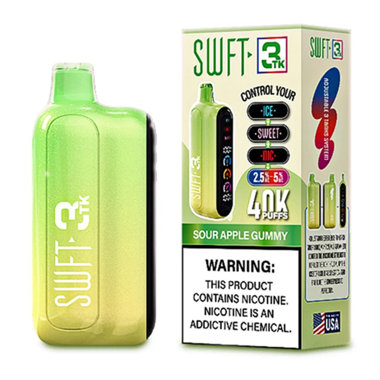 Swft 3TK 40000 Puffs Disposable Vape 40K Adjustable - Sour Apple Gummy