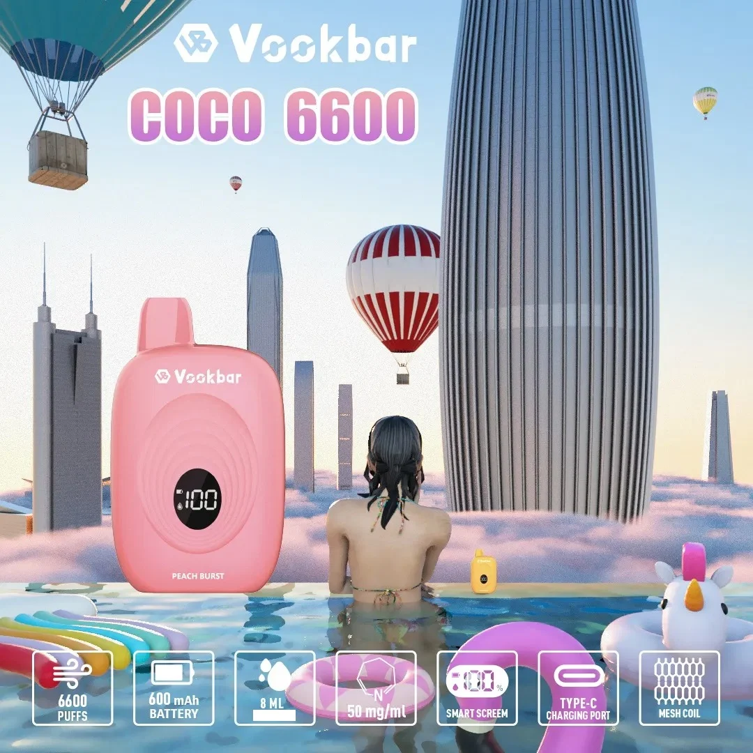 Vookbar Coco 6600 Puffs Digital Smart Screen Bulk Buy Rechargeable Disposable Vapes Wholesale - Image 2