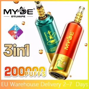 MYDE DTL 3 In 1 Taste 200000 Puffs Shisha Hookah Disposable Vapes 200K Wholesale Bulk Buy Mesh Coil LED Display