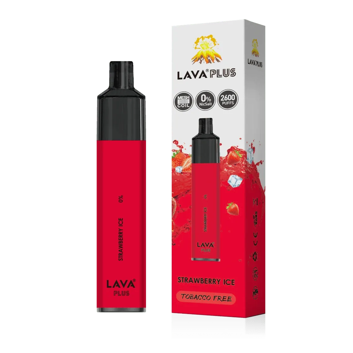 Lava Plus 2600 Puffs Disposable Zero Nicotine Free 0% - Strawberry Ice