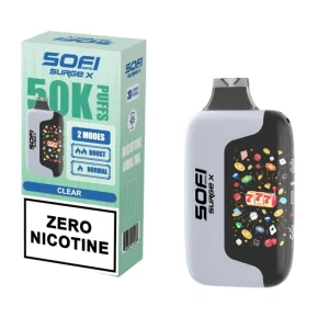 Clear SOFI Surge X 50K Zero Nicotine Disposable Vape