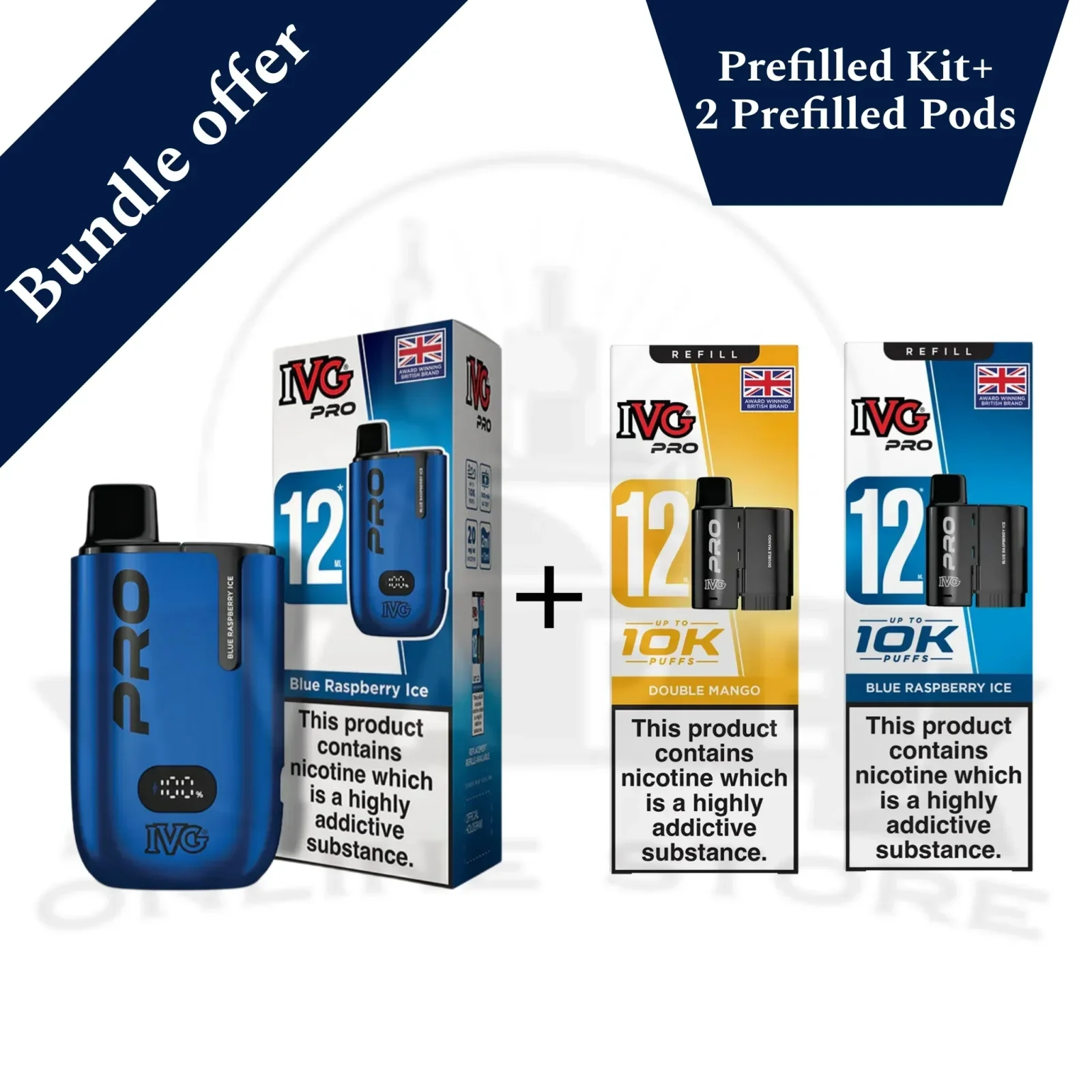 IVG Pro 12 10k Pod Kit + 2 Refill Pods | Bundle Vape Deal