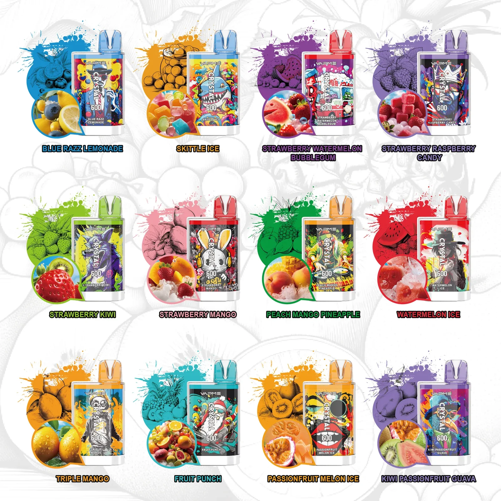 VAPME CRYSTAL 600 Puffs Bulk Buy Rechargeable Disposable Vapes Wholesale