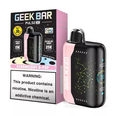 GEEK BAR PULSE X 5% NIC 25,000 PUFFS VAPE (STRAWBERRY B-POP)