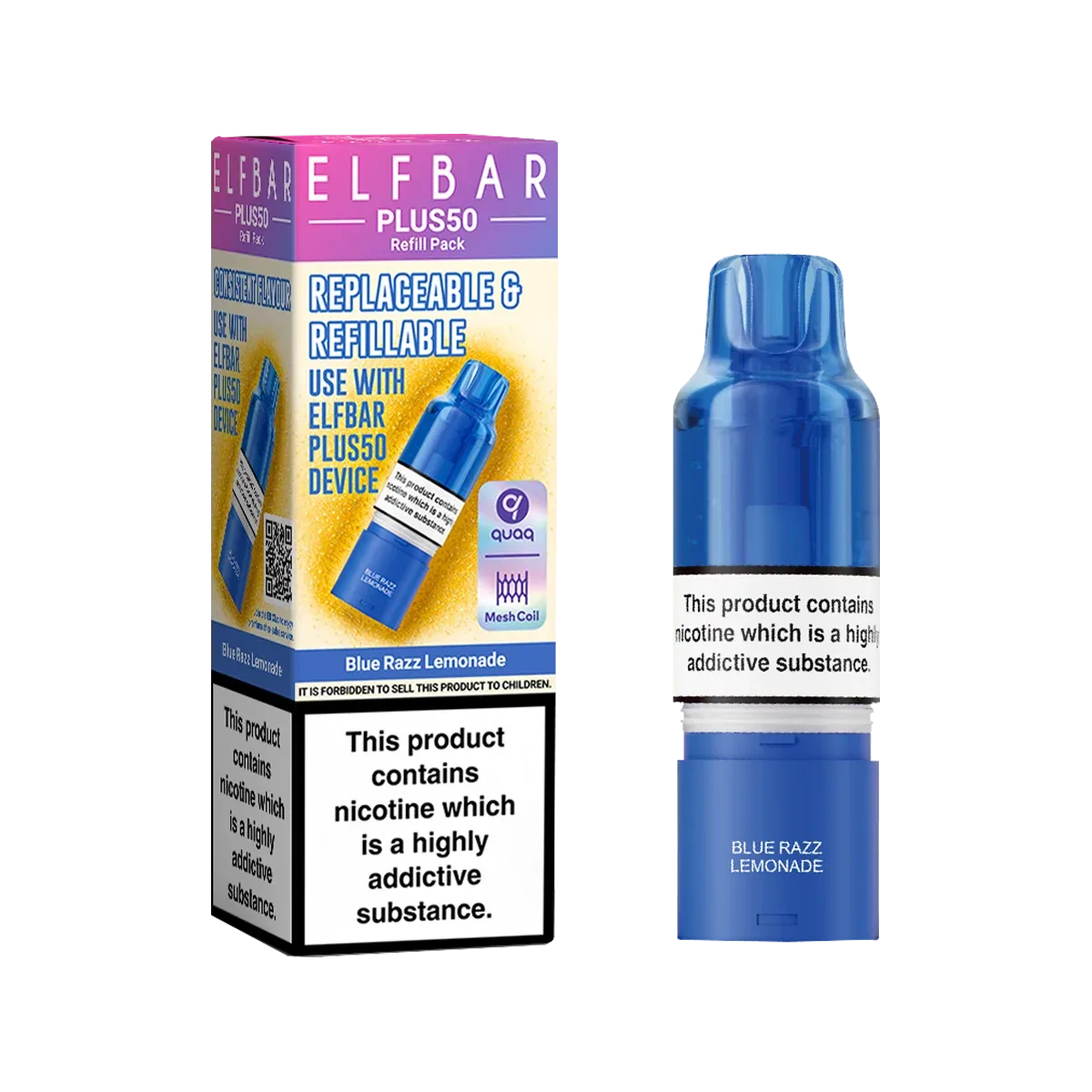 Blue Razz Lemonade ElfBar Plus 50 Refill Pack