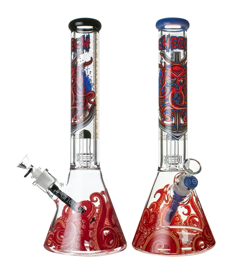 Cheech Glass 16” 12mm Kraken Decal Beaker Bong