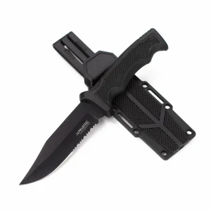 ALPHASTEEL - 9" Fixed Blade Serrated Knife w/ ABS Sheath
