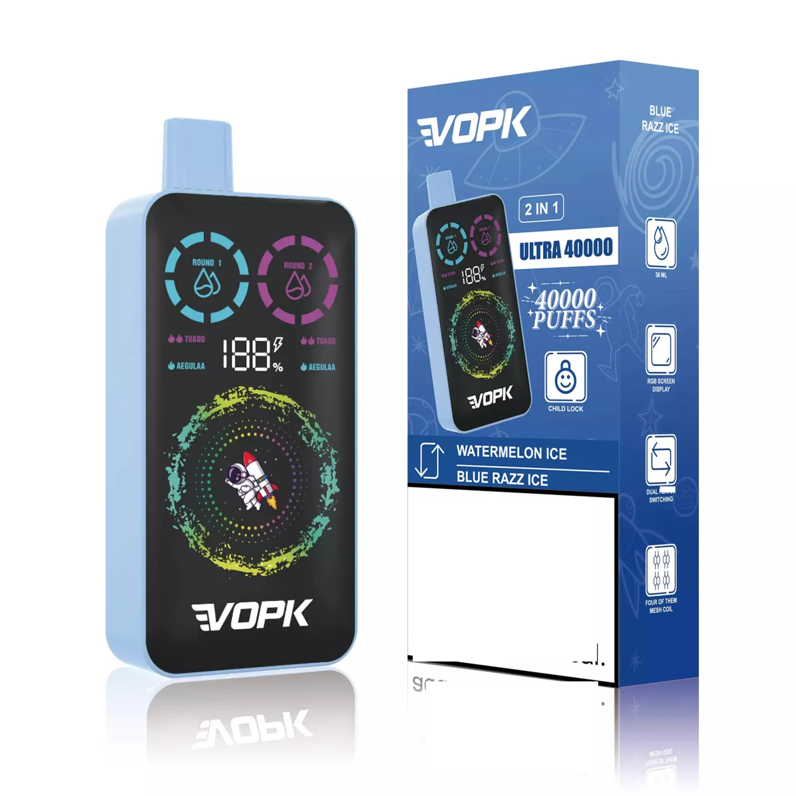 VOPK ULTRA 40000 Puffs Double Tastes Smart Screen Bulk Buy Rechargeable Disposable Vapes Wholesale