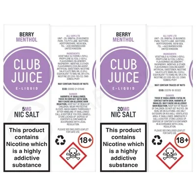 Berry Menthol Nic Salt E-Liquid by Club Juice - Image 2