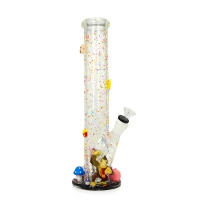 14 inch Hand made Characters Glass Straight Tube Pipe 28oz Weight