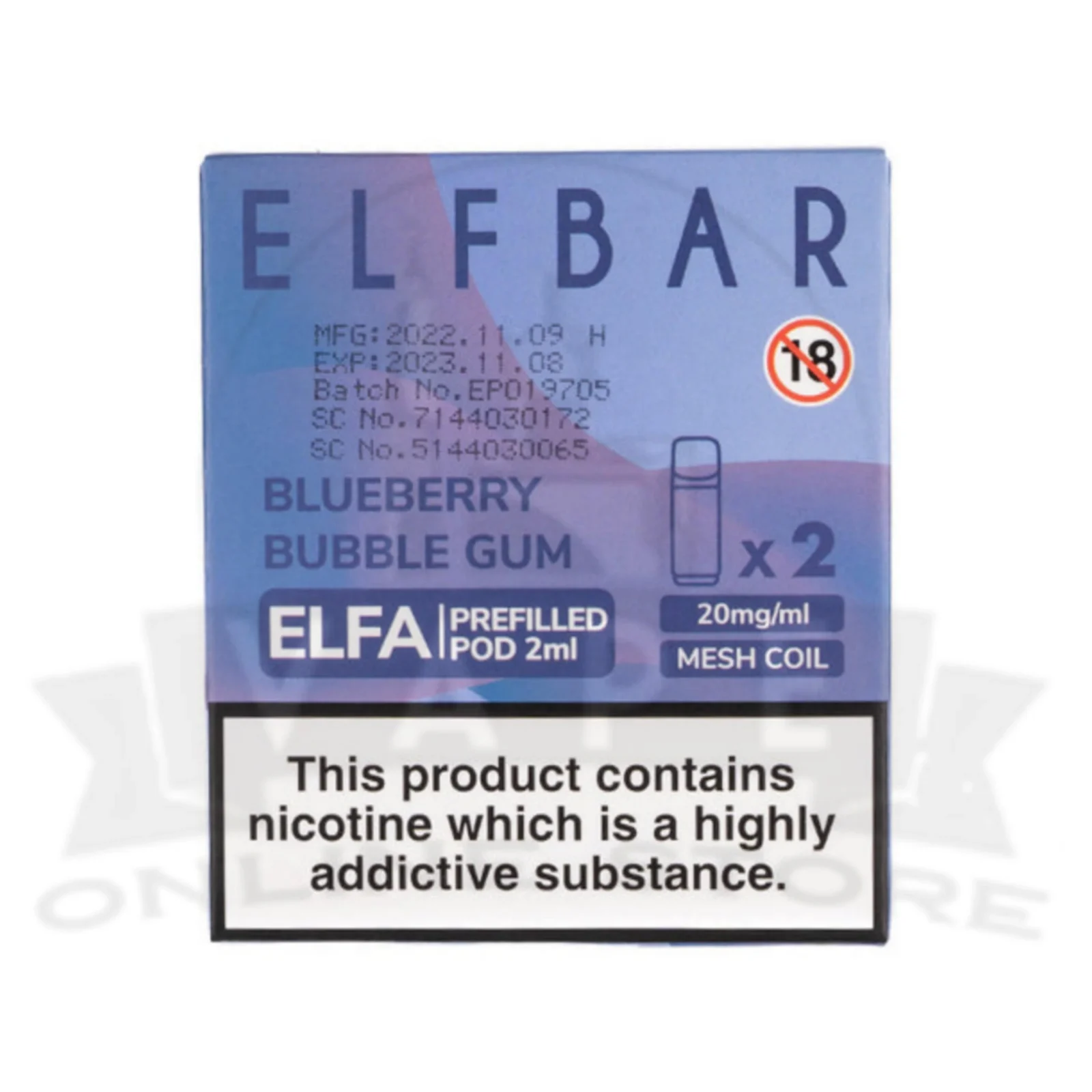 Blueberry Bubblegum Elfa Prefilled Pods By Elf Bar UK