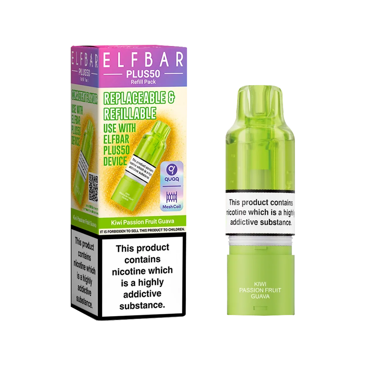 Kiwi Passion Fruit Guava ElfBar Plus 50 Refill Pack