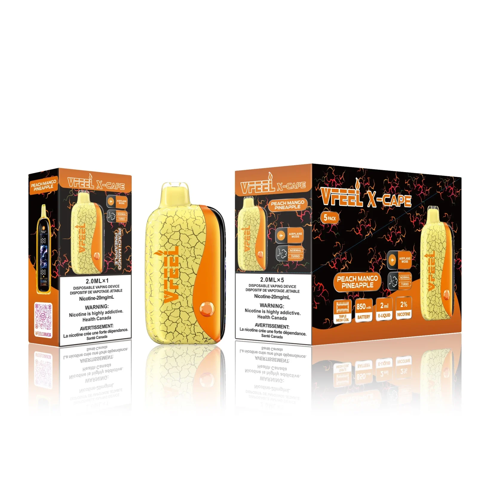 Vfeel X-Cape Peach Mango Pineapple 60K Puffs