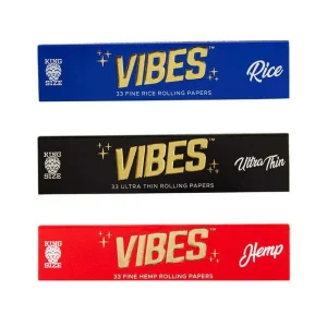 Vibes King Size Slim Rolling Papers w/ Tips - 33pk