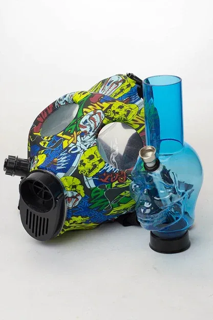 Full Face Graphic Silicone Gas Mask W/ Acrylic Bong - Image 2