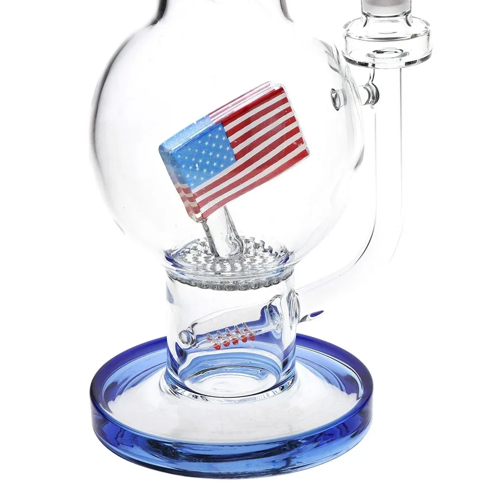 Pulsar American Flag Celebration Bubble Base Glass Water Pipe - 13" / 14mm F - Image 2