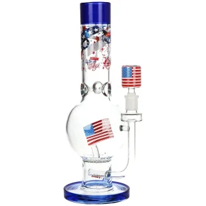 Pulsar American Flag Celebration Bubble Base Glass Water Pipe - 13" / 14mm F