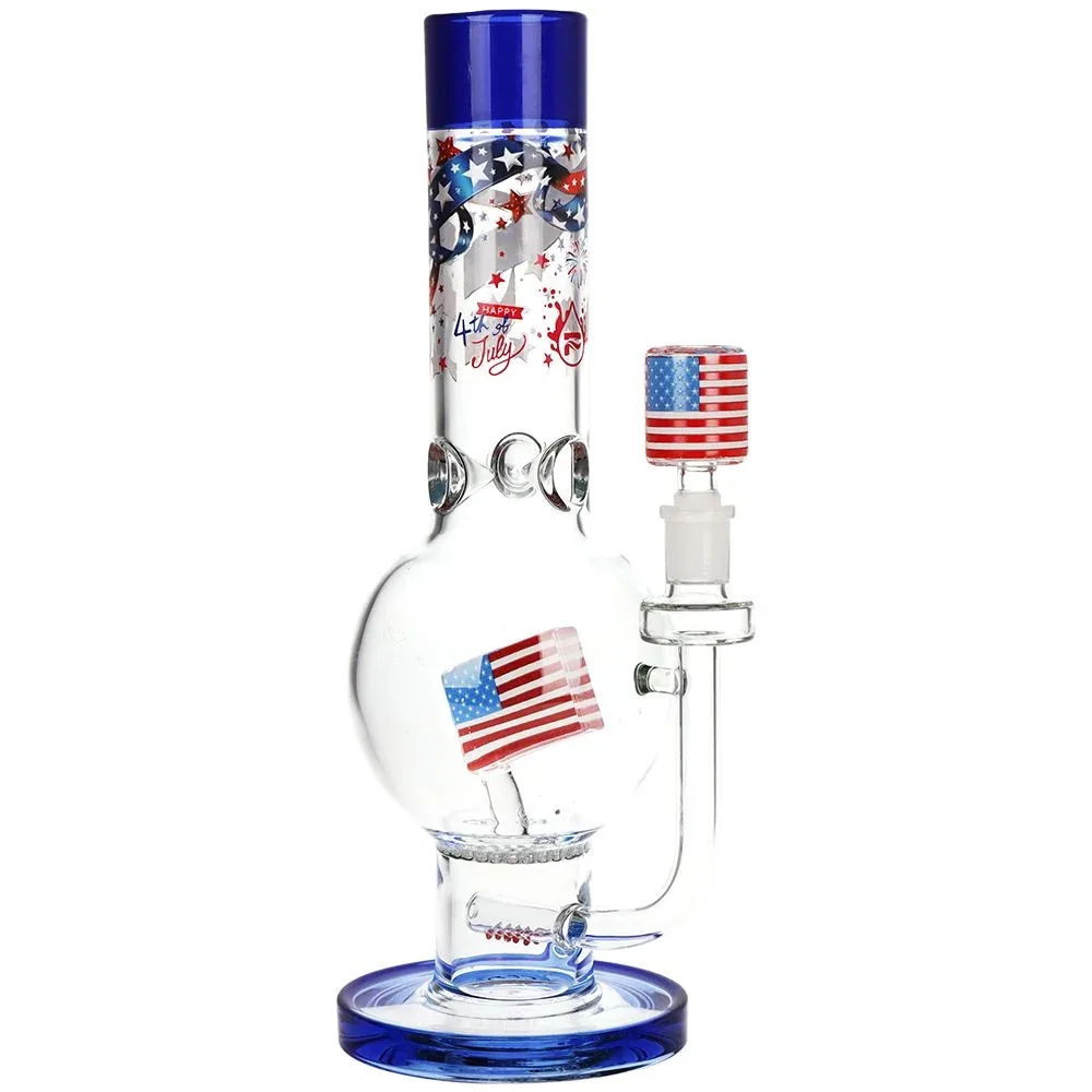Pulsar American Flag Celebration Bubble Base Glass Water Pipe - 13" / 14mm F