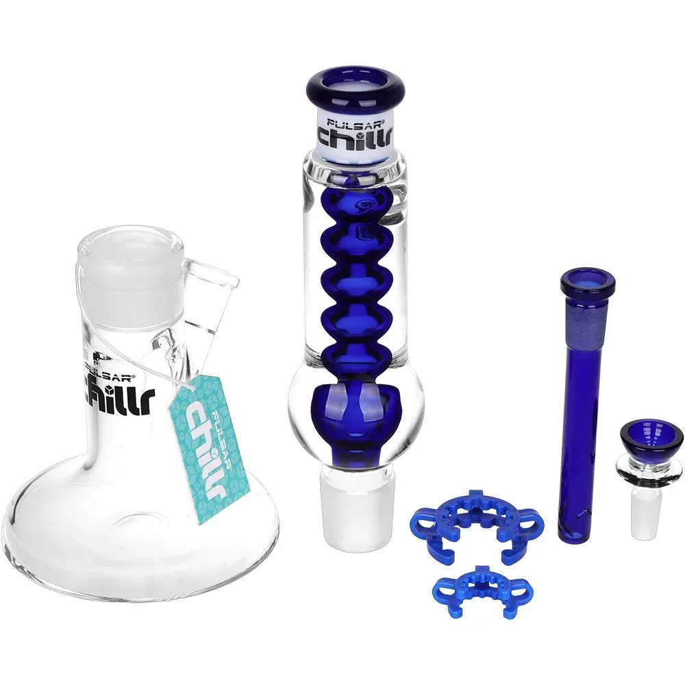 Pulsar Chillr Glycerin Straight Tube Glass Water Pipe - 13" / 14mm F / Blue - Image 2