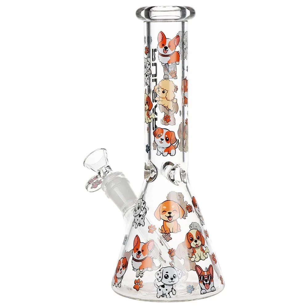 Pulsar Cute Doggies Beaker Glass Water Pipe - 9.75" / 14mm F - Image 2