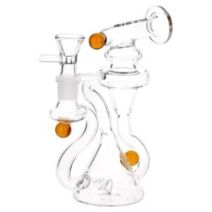 Pulsar Marble Scope Recycler Glass Water Pipe - 6" / 14mm F