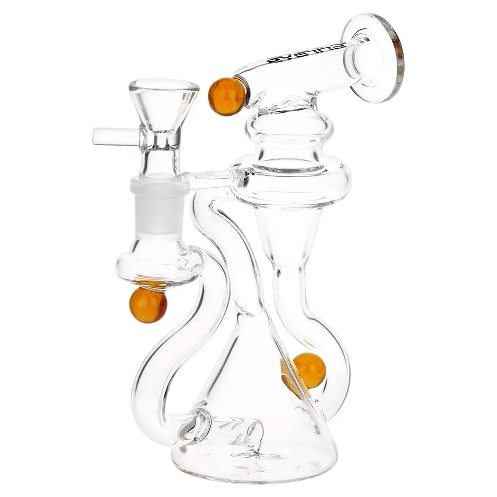 Pulsar Marble Scope Recycler Glass Water Pipe - 6" / 14mm F