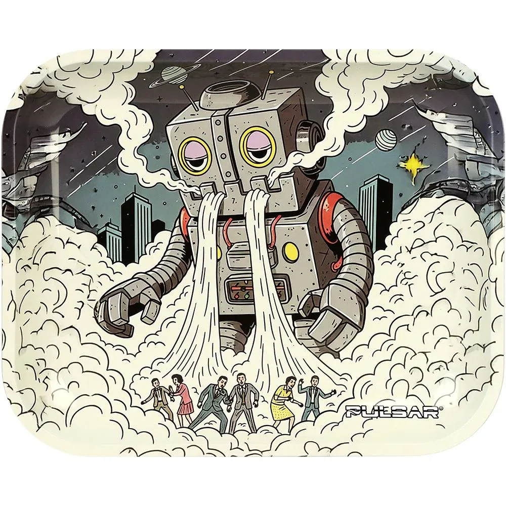 Pulsar Metal Rolling Tray - Attack of the Dope Bot / 13"x 11"