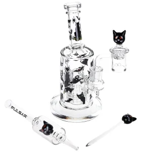 Pulsar Superstitious Kitty Glass Dab Rig Set - 8" / 14mm F