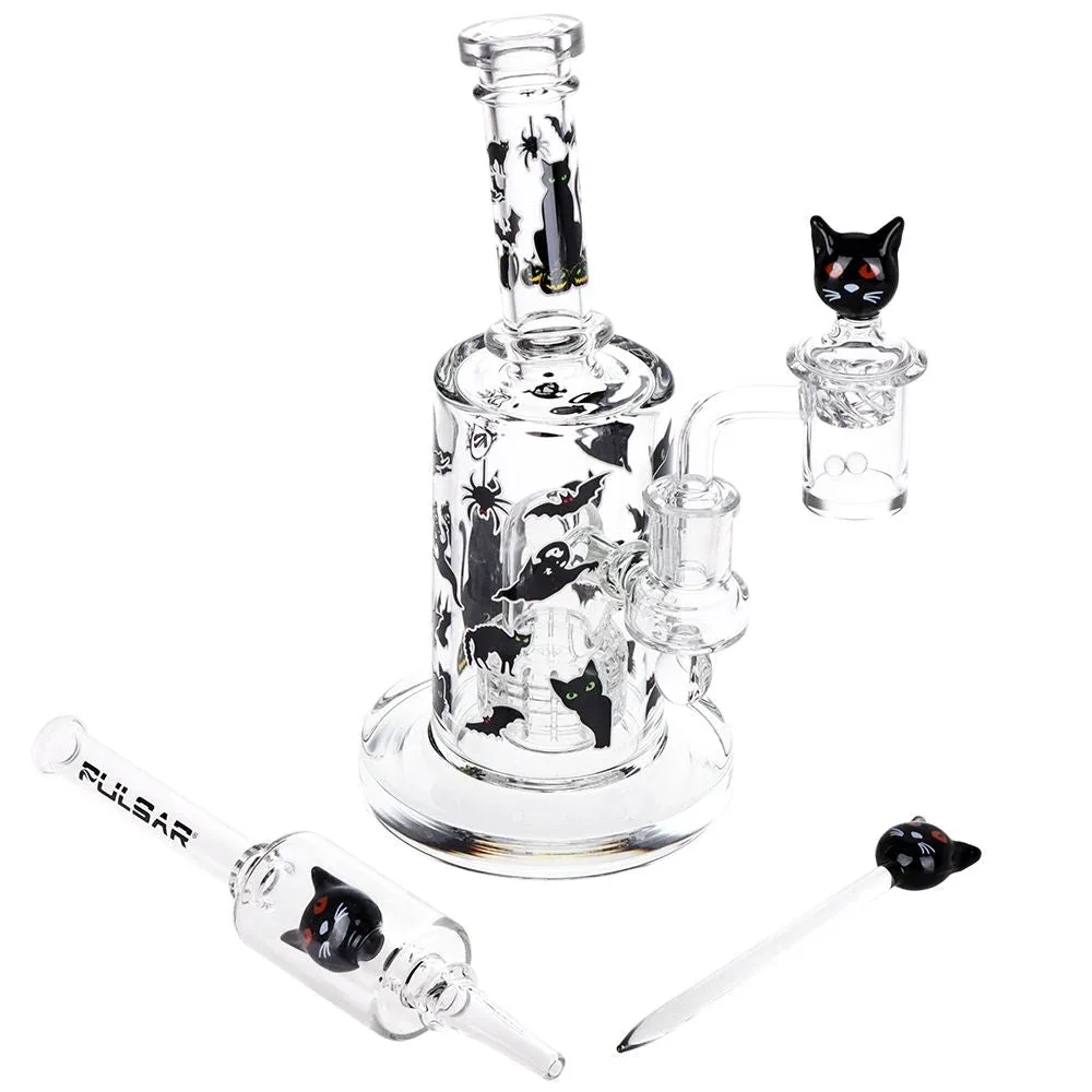 Pulsar Superstitious Kitty Glass Dab Rig Set - 8" / 14mm F