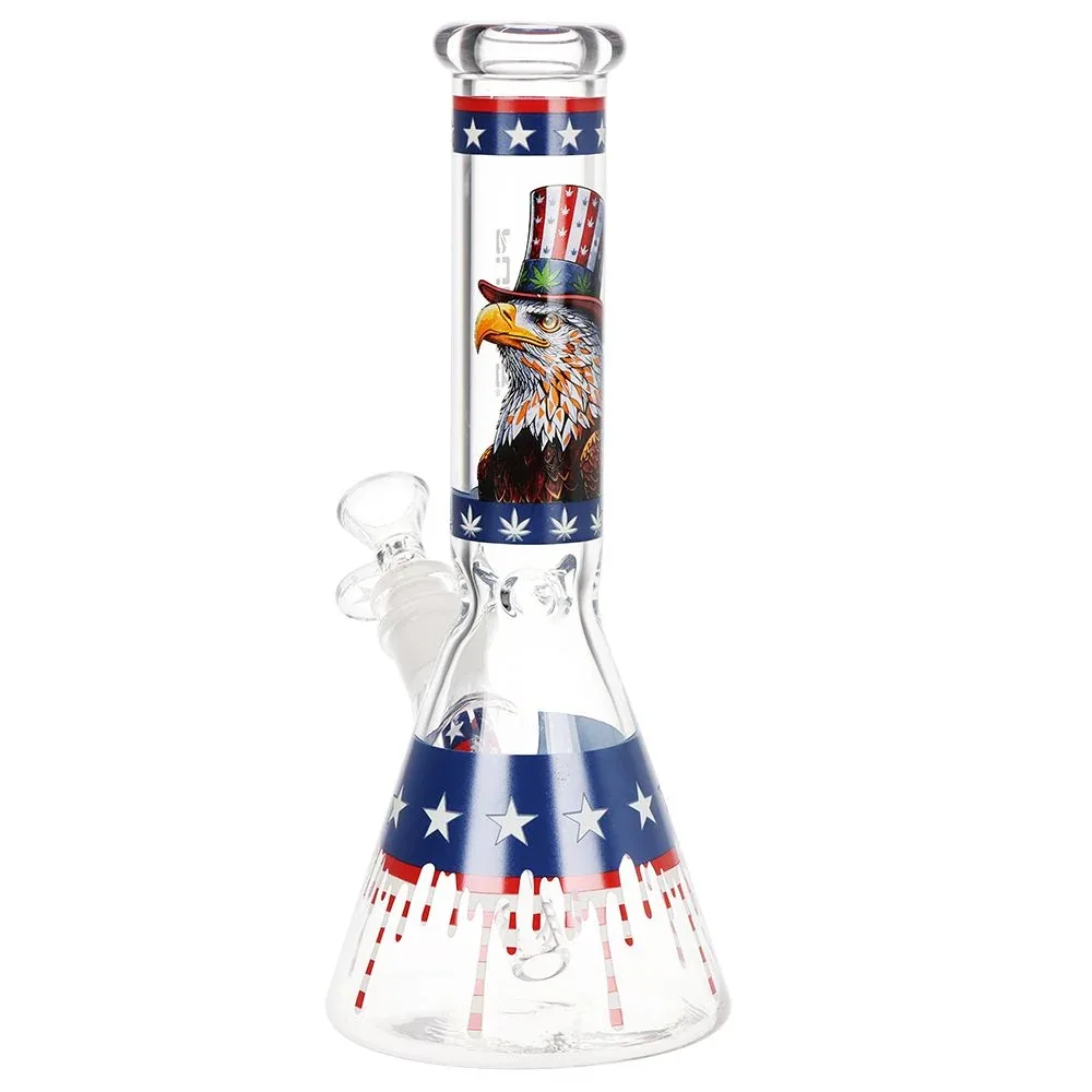 Pulsar Uncle Eagle Sam Beaker Glass Water Pipe - 9.75" / 14mm F - Image 2