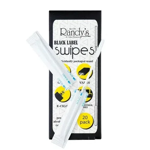 Randy's Black Label Swipes Pre-Soaked Alcohol Cleaning Cotton Swabs 20pk