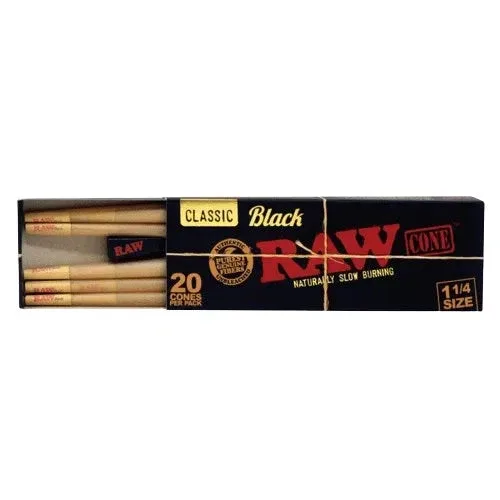 RAW Black Classic Cones 1 1/4" 20ct 12pk Full Box - Image 2