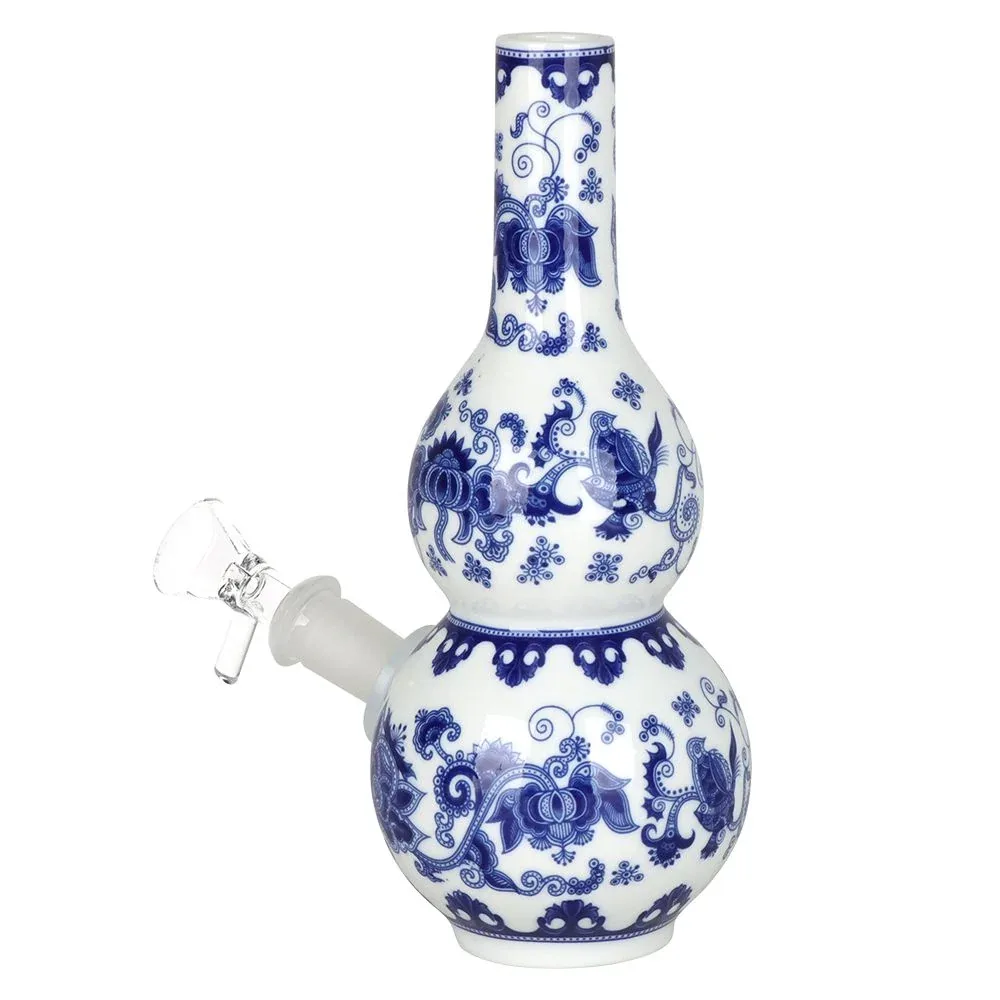 SeshGear Chinese Vase Ceramic Water Pipe - 7.75" / 14mm F / Double Bubble Base - Image 2