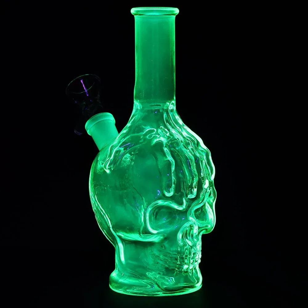 SeshGear Drippy Skullz Glass Water Pipe - 7" / 14mm F / Assorted Colors 3ct - Image 2