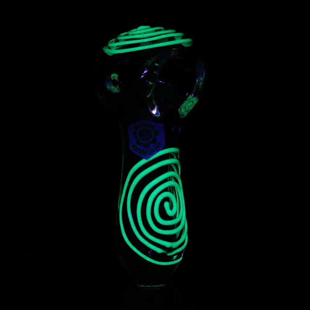 SeshGear Glowing Squiggles Glass Spoon Pipe - 4" / Assorted Colors 3ct - Image 2