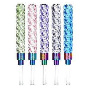 SeshGear Swirly Glass Dab Straws - 4.6" / Assorted Colors 5ct